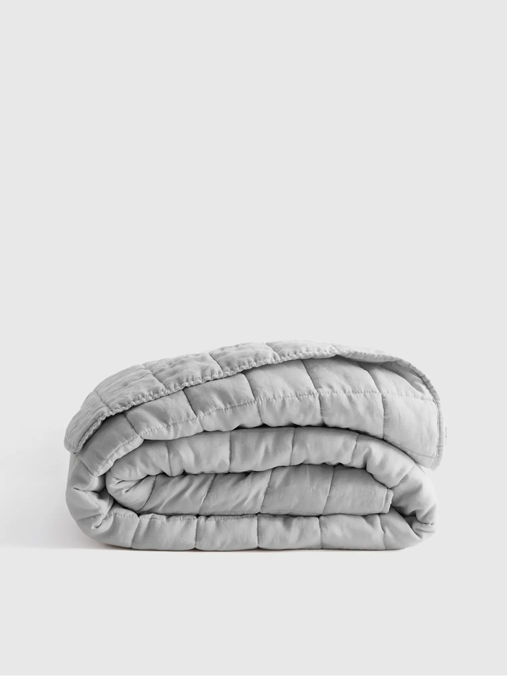 Quince European Linen Box Quilt Full/Queen light grey